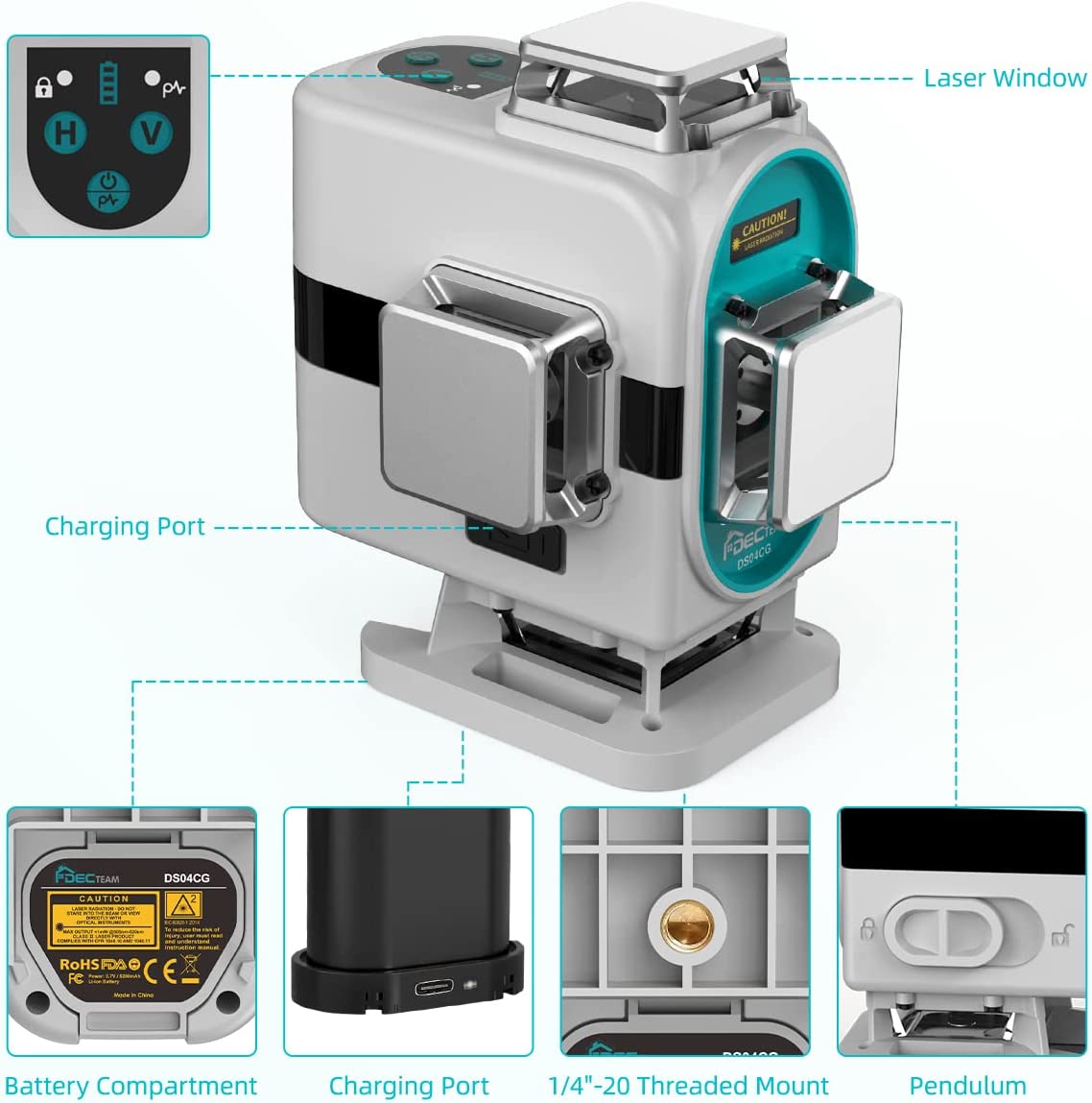 DS04CG Self-Leveling 16 Cross  - Laser Level 16 Lines 4D Green ulasan dan harga