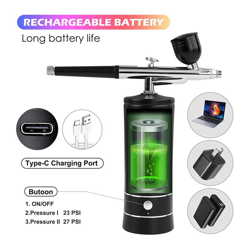 2X Air Brush Nail Oxygen Injec - Airbrush Kit With Mini Compressor ulasan dan harga