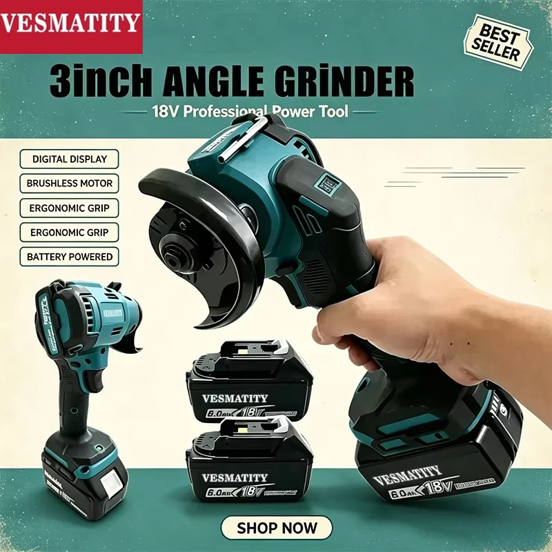 Digital Display Brushless Mini - Brushless Angle Grinder Battery Powered ulasan dan harga