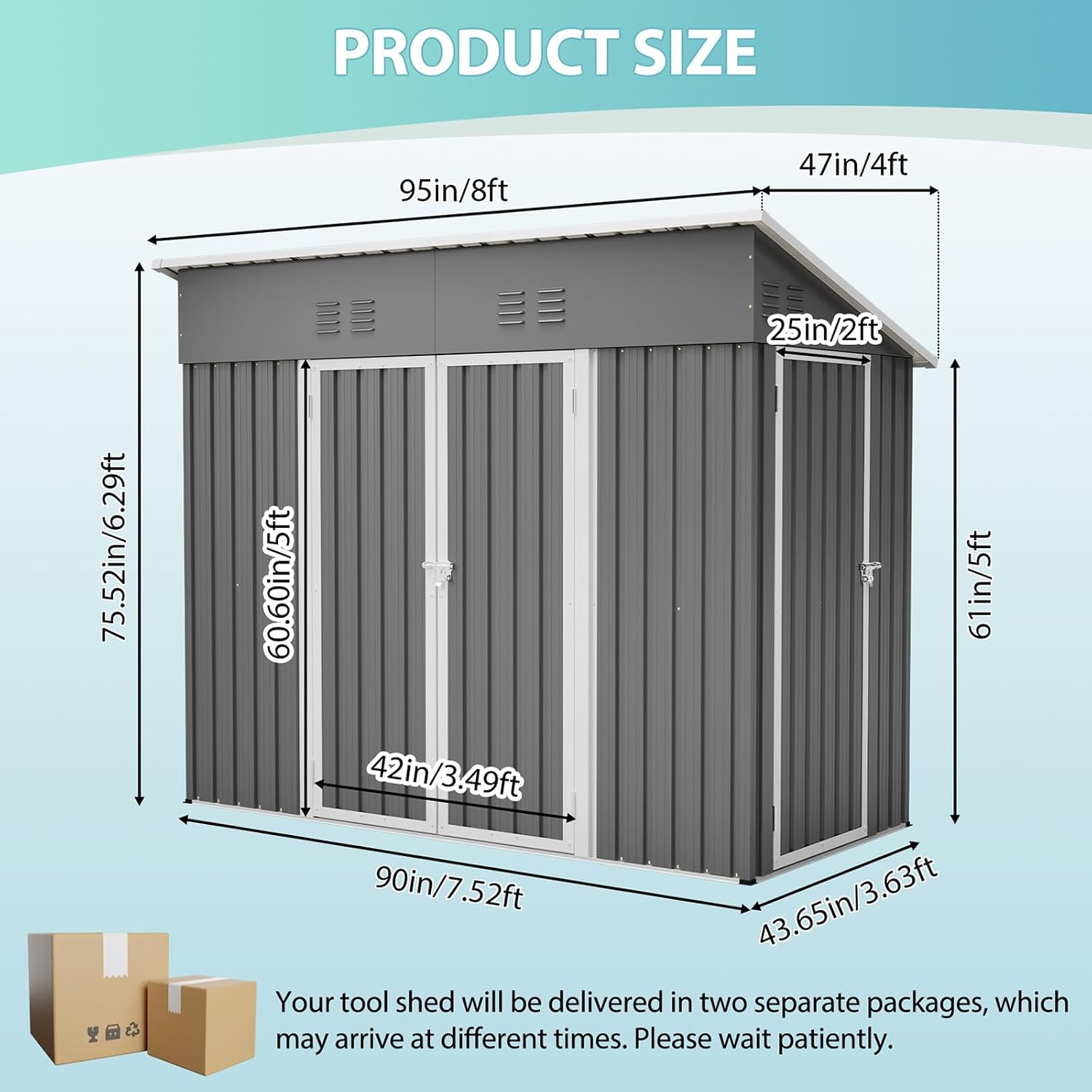 8x4 FT Outdoor Storage Shed wi - Garden Tools ulasan dan harga
