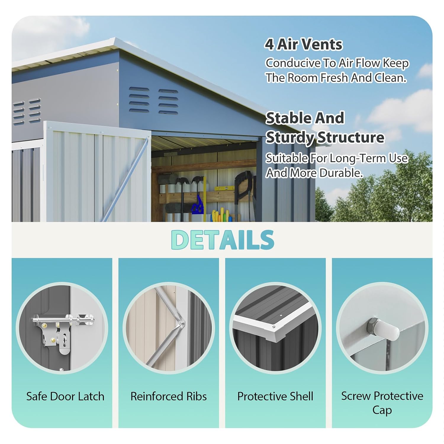 8x4 FT Outdoor Storage Shed wi - Garden Tools ulasan dan harga